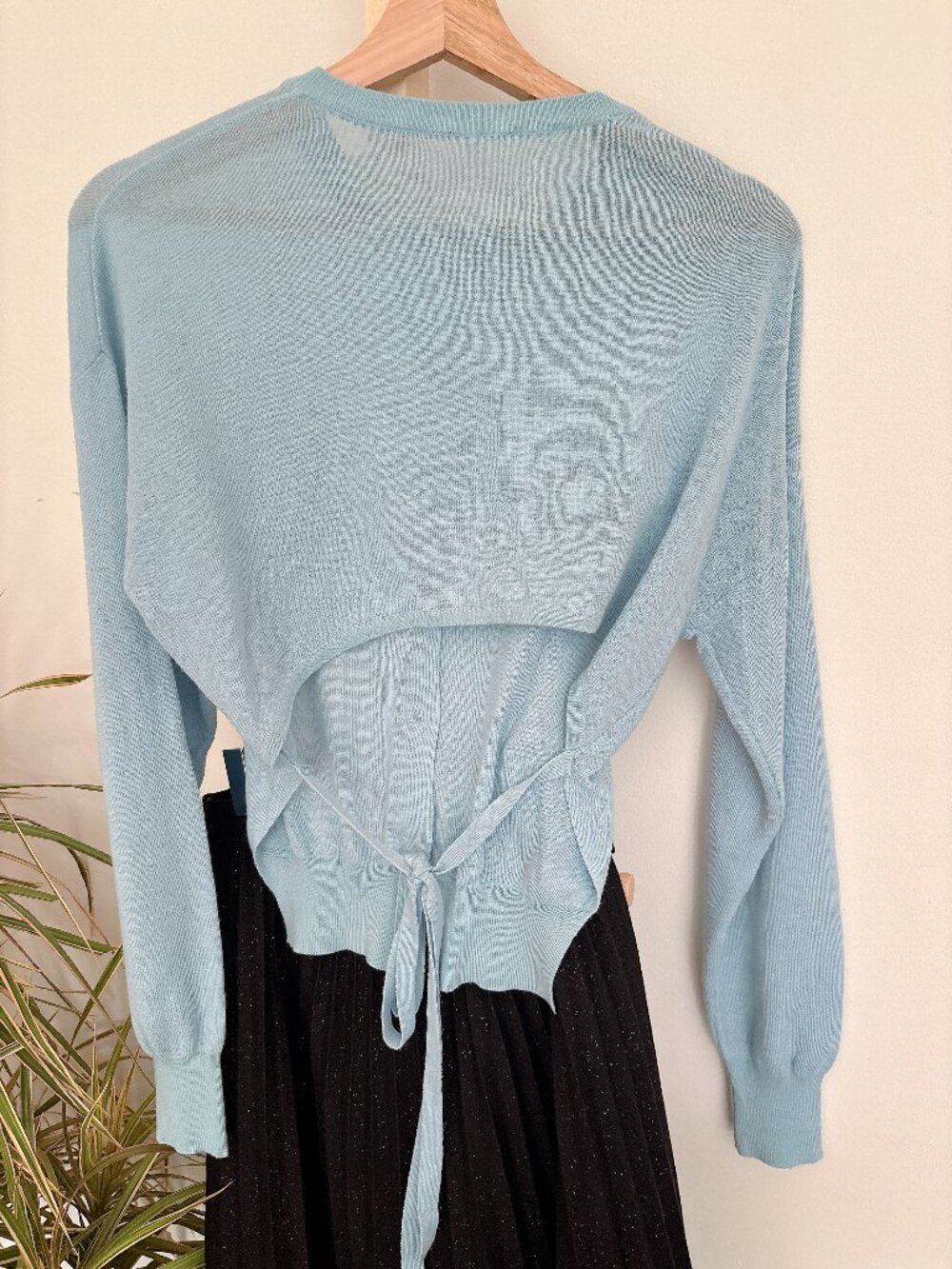 Light Blue Open Tie-Back Cardigan – Size S–M